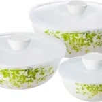 CELLO Royale Mixing Bowl Set 3 Pcs with Lid pk6 - Green Orchard