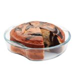 Borosil 1.5 Baking Dish Set with Handle | Round Shape Bowl Container | Borosilicate Glass Bake and Serve Dish Tray | Microwave, Oven & Dishwasher Safe | Transparent