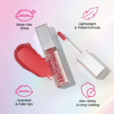 Swiss Beauty Plump-Up Wet Lightweight Lip Gloss With High Shine Glossy Finish For Fuller And Plump Lips | Shade- Popsicle, 2Ml|