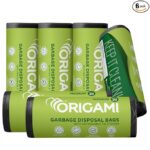 Origami Garbage Bags for Dustbin | Medium Size 180 Count (30 Bags x 6 Rolls) | 19 x 21 Inch Disposable Trash Bags | Suitable for Wet & Dry Waste - Black