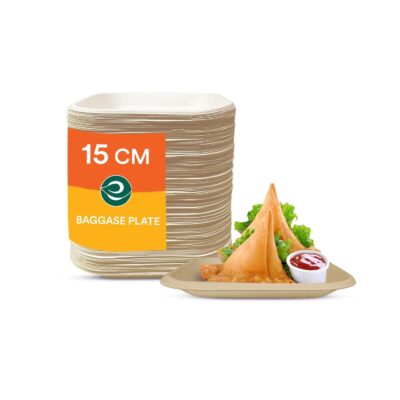 ECO SOUL | Disposable Bagasse Plates for Snacks | 6 inch - Pack of 50 | Small Eco-Friendly Disposable Plates for Snacks & Meals | Plastic-Free, Microwave Safe, Chemical-Free