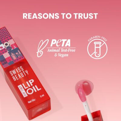 Swiss Beauty Dip Tint Lip Oil | Colour-Changing Lip Oil | Glossy Finish | Long-Lasting Moisturisation | Enriched with Vitamin E | Shade-03 Peach, 3ml