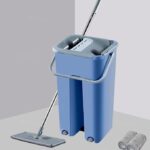 Moppers for Cleaning Floor| Mop Bucket for Home & Kitchen| Flat Mop with Telescopic Mopping Stick| Floor Cleaners Pocha Mob for Wet & Dry Cleaning Supplies with 2 Microfiber Pad| Small Blue
