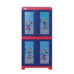 Supreme Furniture Fusion Kids Senior Waterproof with 2 Doors & 3 Shelves Cupboard/Cabinet Living Room and Kids (Medium Size, Coke Red/Blue)