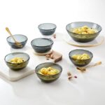 Borosil 7pc India’s First Coloured Pudding Set | 190ml x 6pc + 800ml x 1pc | Made in India Borosilicate Glass Bowl Set | Microwave, Dishwasher Safe & Scratch-Resistant | Crockery for Gifting & Dining