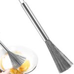 Flexible Steel Wire Cleaning Brush with Long Non-Slip Handle, Heavy-Duty Dish Scrubber for Kitchen Utensils, Pots, Pans, Woks - Stainless Steel Scrubber Brush for Kitchen Use