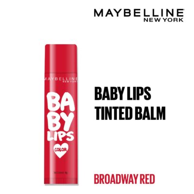 Maybelline New York Baby Lips Loves NYC Tinted Lip Balm for dark & pigmented lips, Broadway Red, 4g