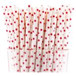 deziine®Disposable White Paper Striped Straws – 6mm Drinking Size – Pack of 25 Eco-Friendly Biodegradable Compostable Straws – Ideal for Parties, Events, Cafés, Restaurants, and Everyday Beverages