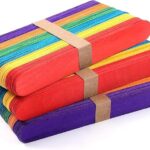 Self-Lub Wooden Sticks – Multipurpose Ice Cream Sticks for DIY Crafts, Popsicles, Waxing, Lollipop Making, and School Projects (Multicolor 50pcs)