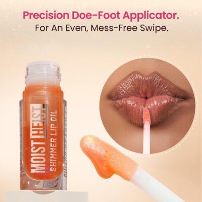 Swiss Beauty Moist Heist Shimmer Lip Oil | Luminous Shine | Hydrating | Lightweight | Shade- 1. Nude Flash, 4.8g
