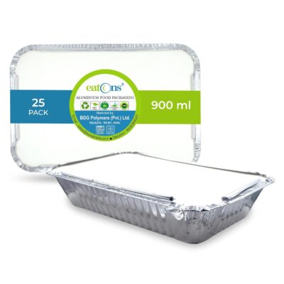 EATONS 900ml Aluminium Food Packaging Containers [25 Pack] | Leak-Proof, Sturdy, and Eco-Friendly Foil Trays for Meal Prep, Food Storage, Takeaway, Catering, and Baking