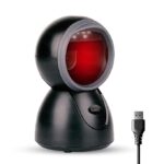 Helett HT15 Hands-Free 2D & 1D USB Desktop Barcode Scanner for Retail & POS | 300K CMOS Global Exposure Engine | Large Scan Window, Fast Scanning, Buzzer LED, 640×480, Strong ABS, 1Yr Warranty (Black)