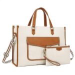 Womanix Laptop Tote Bag, Canvas 14-inch Laptop Bag, Shoulder Handbags, Casual Briefcase, Handbag for Travel, Office, College