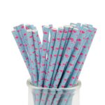 200 Pcs Disposable Straws, Party Straws, Biodegradable Paper Straws for Juices, Shakes, Smoothies, Birthday Party Baby Shower Supplies (Flamingo Blue)