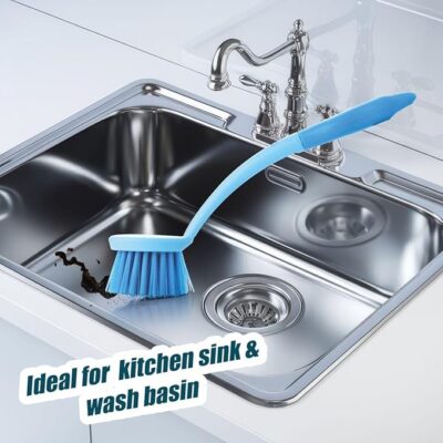 Dish & Kitchen Sink Brush with Comfortable Grip & Flexible Bristles, Tough Bristles for Stubborn Stains, Bathroom Tiles Cleaning Brush, 1 Piece, Blue