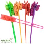ALOUD CREATIONS Double Sided Flexible Toilet Brush |Double Hockey Design | for Western and Indian Toilet Cleaning | Multi Colour | Large Size | Pack of 2, Plastic