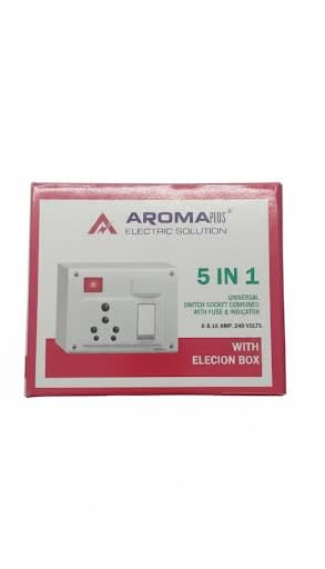 5 in 1 Electrical Socket with Switch and Indicator, White Power Strip with Election Box