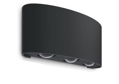 Wipro Garnet 6 Watt 2 Ray Symmetric Up & Down Outdoor Wall Light for Home | 3 x 1W| IP65 LED Wall Light | Warm White, Yellow 2700K | Aluminium Housing |(Black Body, Pack of 1)