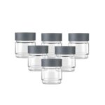 CELLO Modustack Glassy Storage Jar Set of 6, (500 ml x 6), Grey | Food Frade, Stackable & Space Saving Fridge Container Set| Transparent Airtight Kitchen Glass Jar For Cookies Snacks Pulses Dry Fruits