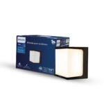 Philips 8-watt LED Square Shape Wall Light | Rain IP-65 Water Proof Wall Lamp for Outdoor Decoration | Colour : Warm White, Pack Of 1