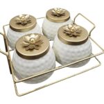 Shiyon Diwali Dry Fruit Jar Container Serving Tray, Snack Organizer Tray, Serving Dishes for Nuts Candies Appetizer (4 Jar)