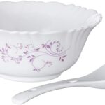 Cello Imperial Opalware Soup Bowl Set, 12-Pieces, White/Purple Hues