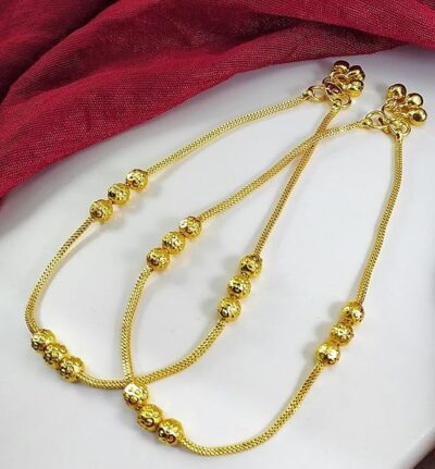 Thin Size gold Plated Stylish Anklets Kolusu Payal Ghungroo for women