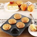 ikis 6 Cups Carbon Steel Mini Muffin Bun Pan Non-Stick Cupcake Baking Bakeware Mould Tray Cake Mold (Black)