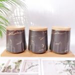 UMAI Ceramic Jars for Kitchen Storage with Bamboo Lids | Pack of 3 | 280ml Each | Multipurpose Jars for Pickles, Nuts, Dry Fruits | Black and Brown | Airtight Kitchen containers set