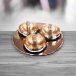 PEARLPET Steelex Stainless Steel Multipurpose 3Pcs Jar(300ml) With Plastic Lid & 1Pc Serving Tray |Gift Set jars and tray |Kitchen |Gift