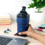 CELLO Nomad Double Wall Vacuum Insulated Stainless Steel Flask Mug 350ml, Blue | Food Grade Premium Steel, Hot and Cold Tea Coffee Water Soup Juice Tumbler | Leakproof Thermosteel Flask Mug For Office