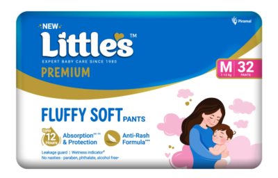Little's SoftCare Baby Diaper Pants with 12-Hour Absorbency & Wetness Alert - Medium Size (32 Count)