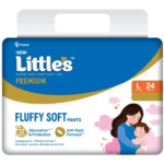 Little's CloudSoft Comfort Baby Diapers with 12-Hour Dryness Protection - Large (24 Count)