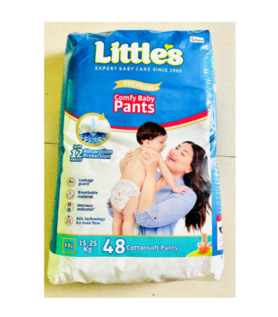 Little's Comfy Baby Pants Diapers XXL (15-25 kg) – Soft, Leak-Proof Protection, 48 Count
