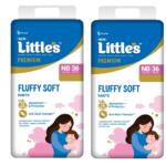 Little's Fluffy Soft Baby Diapers New Born Size – Gentle Comfort & Leak Protection (72 Pieces)