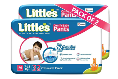 Little’s Comfy Baby Pants Medium Size M (64 Pieces) – Wetness Indicator, 12-Hour Absorption & Leak Protection