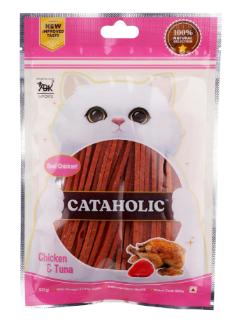 Cataholic Chicken & Tuna Sliced Cat Treats High Protein Snack for Cats & Kittens 50g