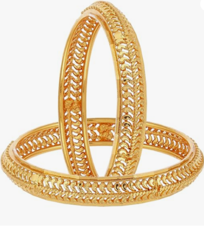 ZENEME Gold Plated Designer Bangle Set for Women & Girls Pack of 2