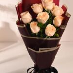 Flower Aura Artificial Rose & Gerbera Flower Bouquet – 5 Roses & 5 Gerbera Flowers Wrapped in Eco-Friendly Newspaper for Birthdays, Anniversaries & Special Occasions